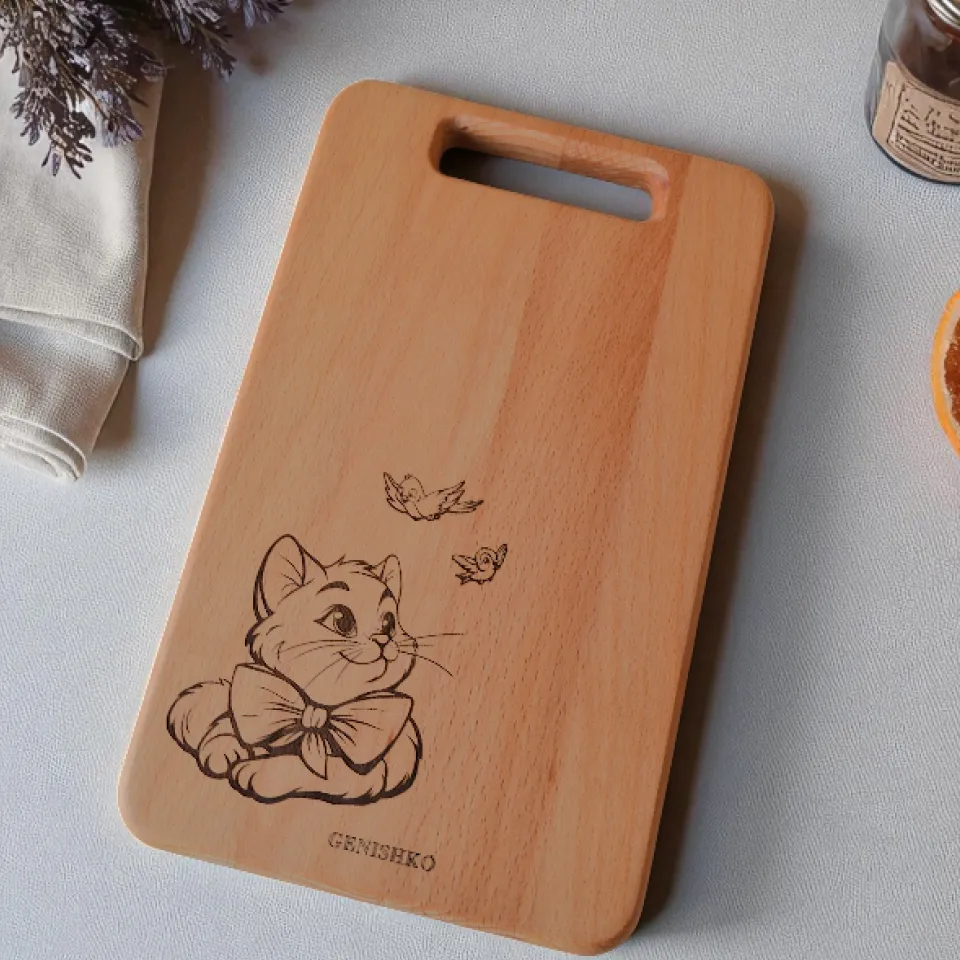 Доска с котенком из бука